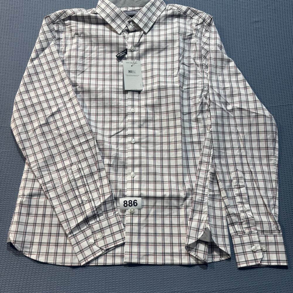 Van Heusen Men's Regular Fit Button Down Collar Dress Shirt Sz‎ L Brand New